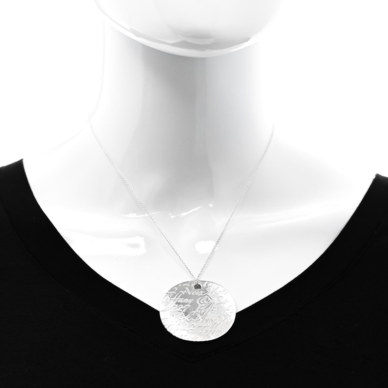 Tiffany Sterling Silver Notes Round Pendant Necklace 2 of 7
