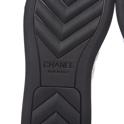 Chanel Lambskin Patent Cap Toe Lace Up Sneakers 38.5 Black 6 of 8