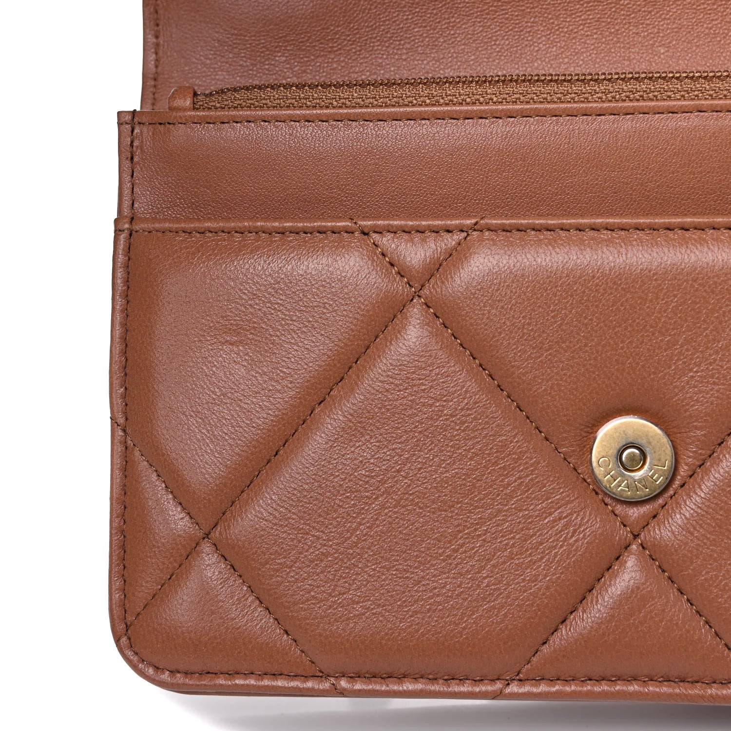 Chanel Lambskin Quilted Chanel 19 Wallet On Chain WOC Brown 5 of 6