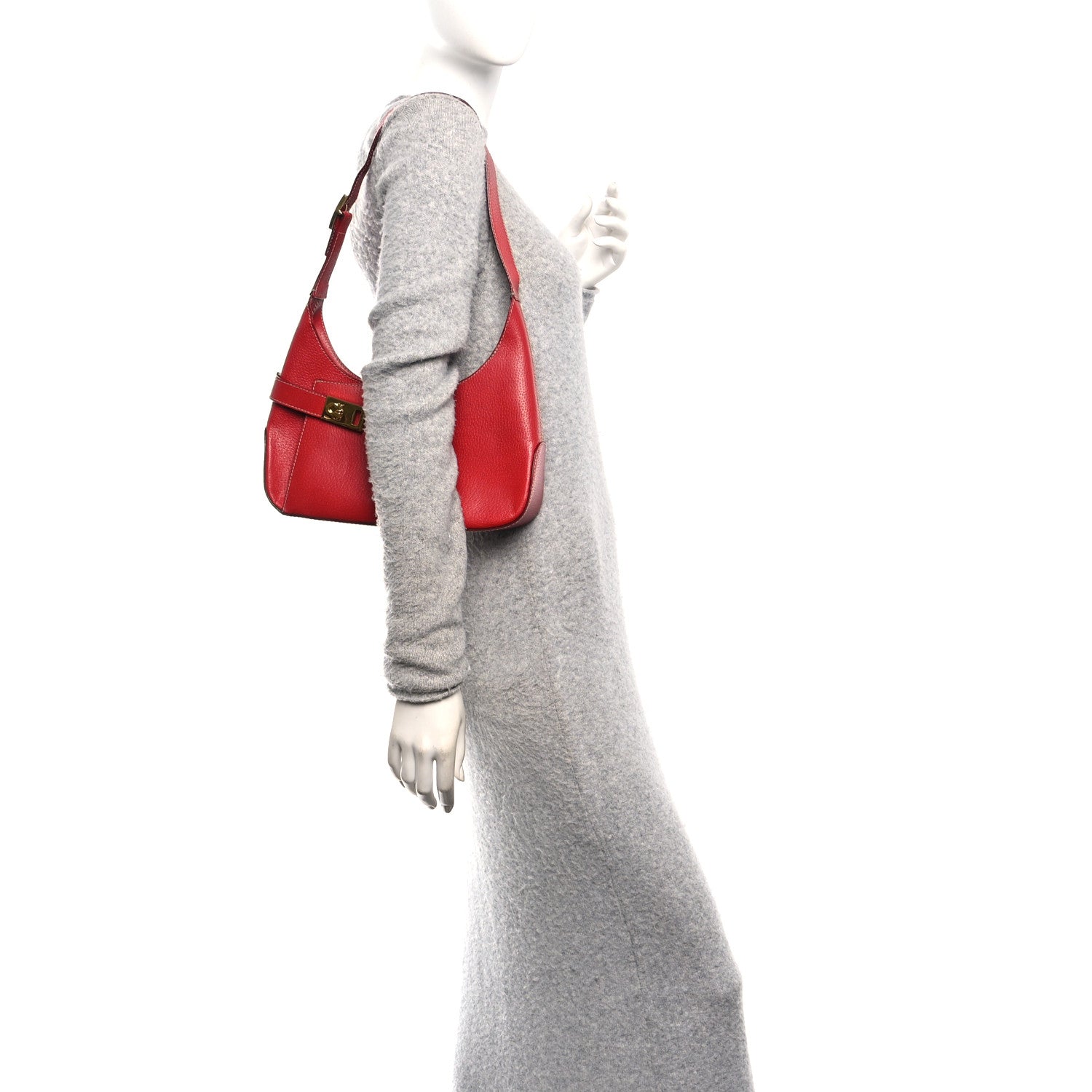 Salvatore Ferragamo Pigskin Gancini Hobo Red 2 of 13