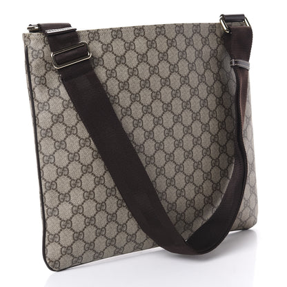 Gucci GG Supreme Monogram Medium Flat Messenger Bag Dark Brown 3 of 9