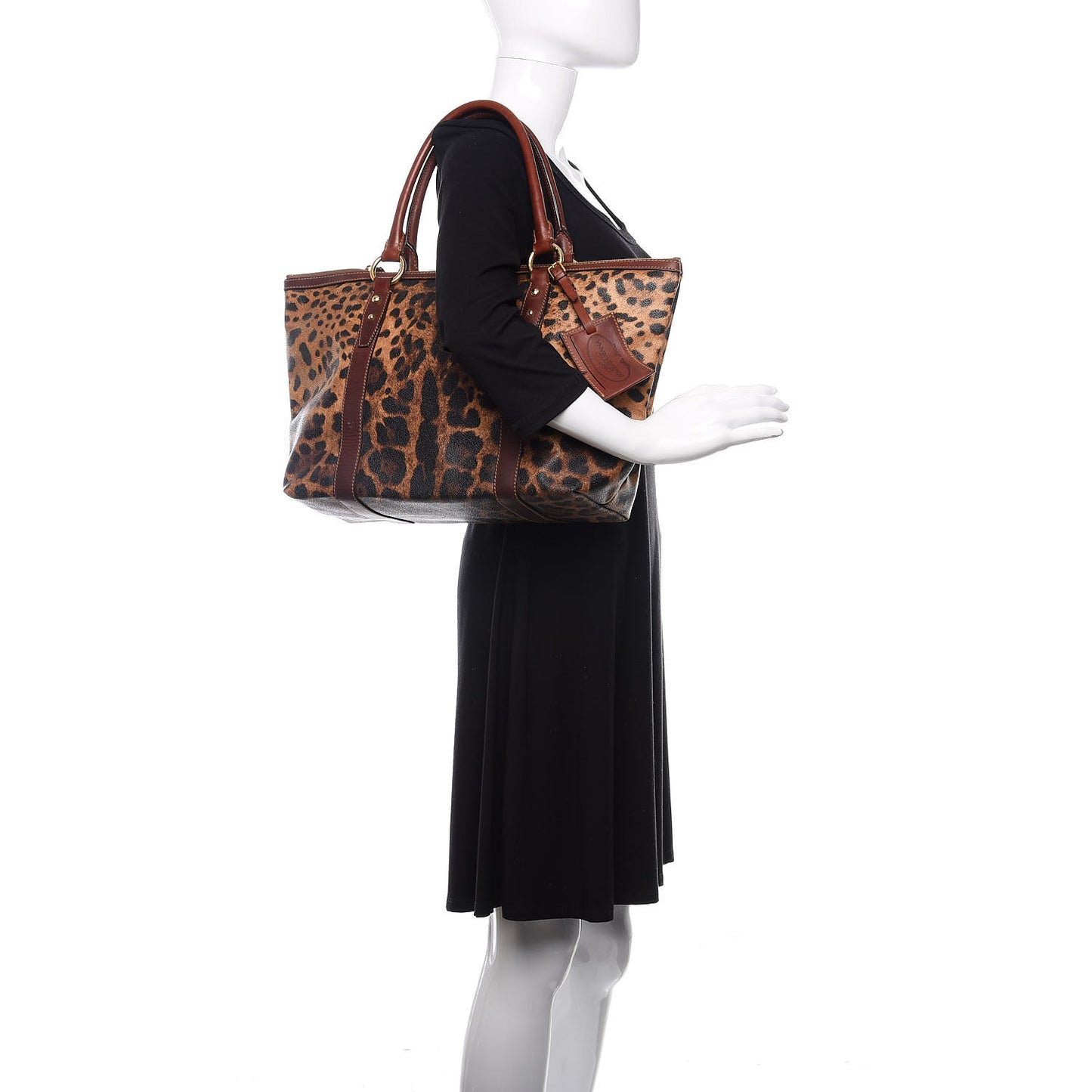 Coated Canvas Leopard Print Tote