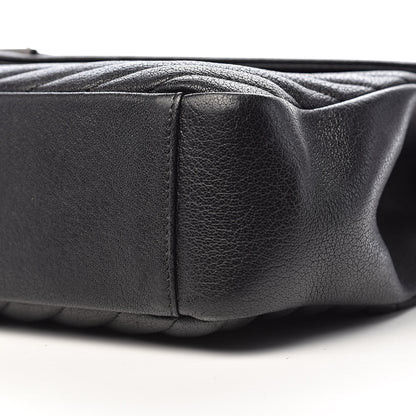 Saint Laurent Sheepskin Matelasse Chevron Monogram Large College Satchel Black 12 of 13