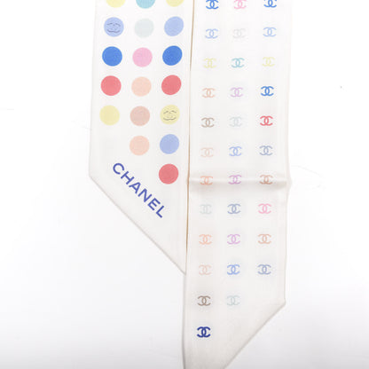 Chanel Silk Polka Dot CC Slim Bandeau Scarf Ivory Multicolor 4 of 4