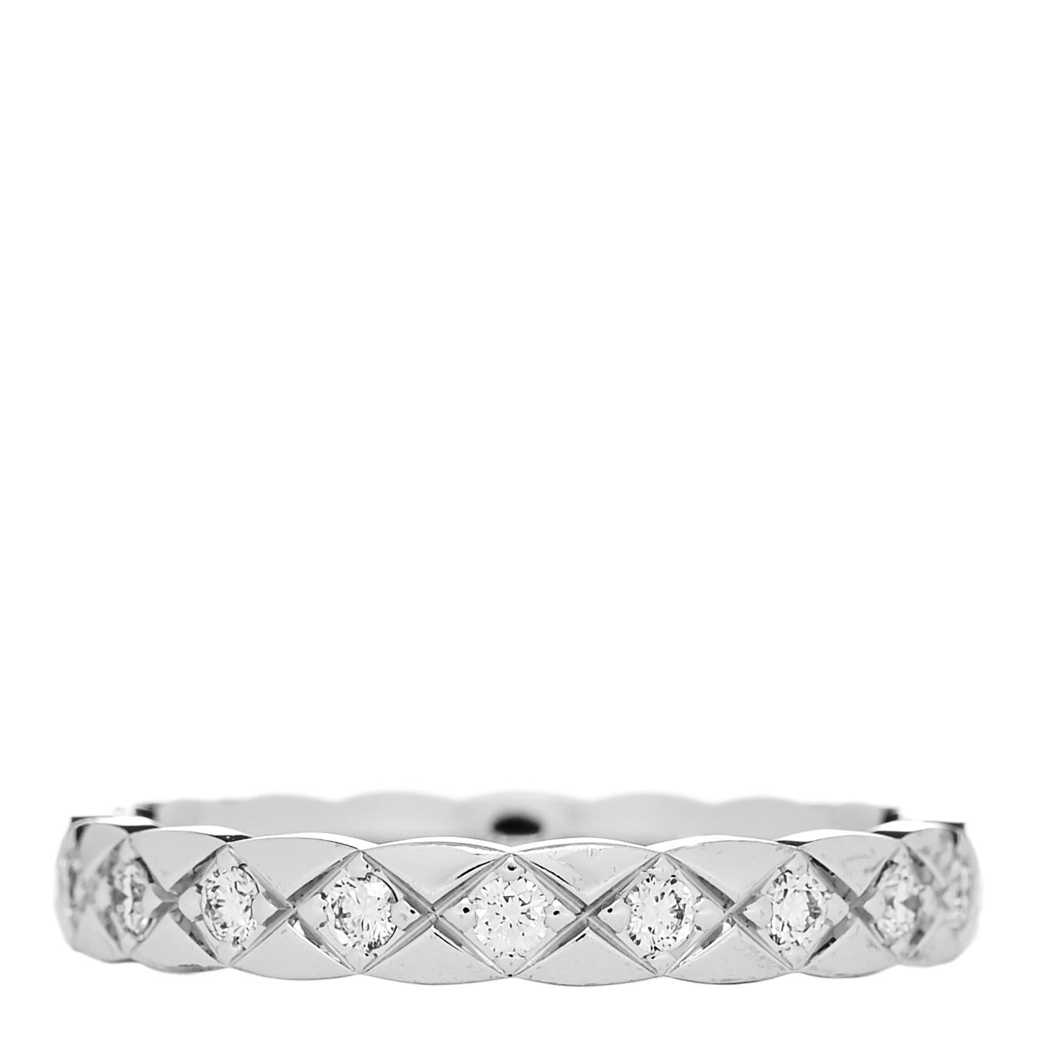 Chanel 18K White Gold Diamond Mini Coco Crush Ring 55 7.25 1 of 5