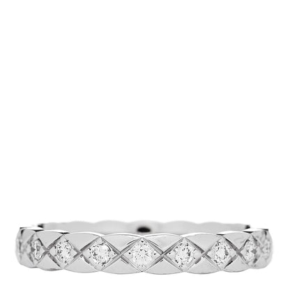 Chanel 18K White Gold Diamond Mini Coco Crush Ring 55 7.25 1 of 5