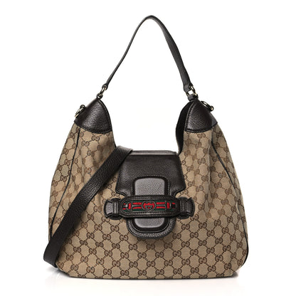 Gucci Monogram Web Medium Dressage Hobo Dark Brown 1 of 9