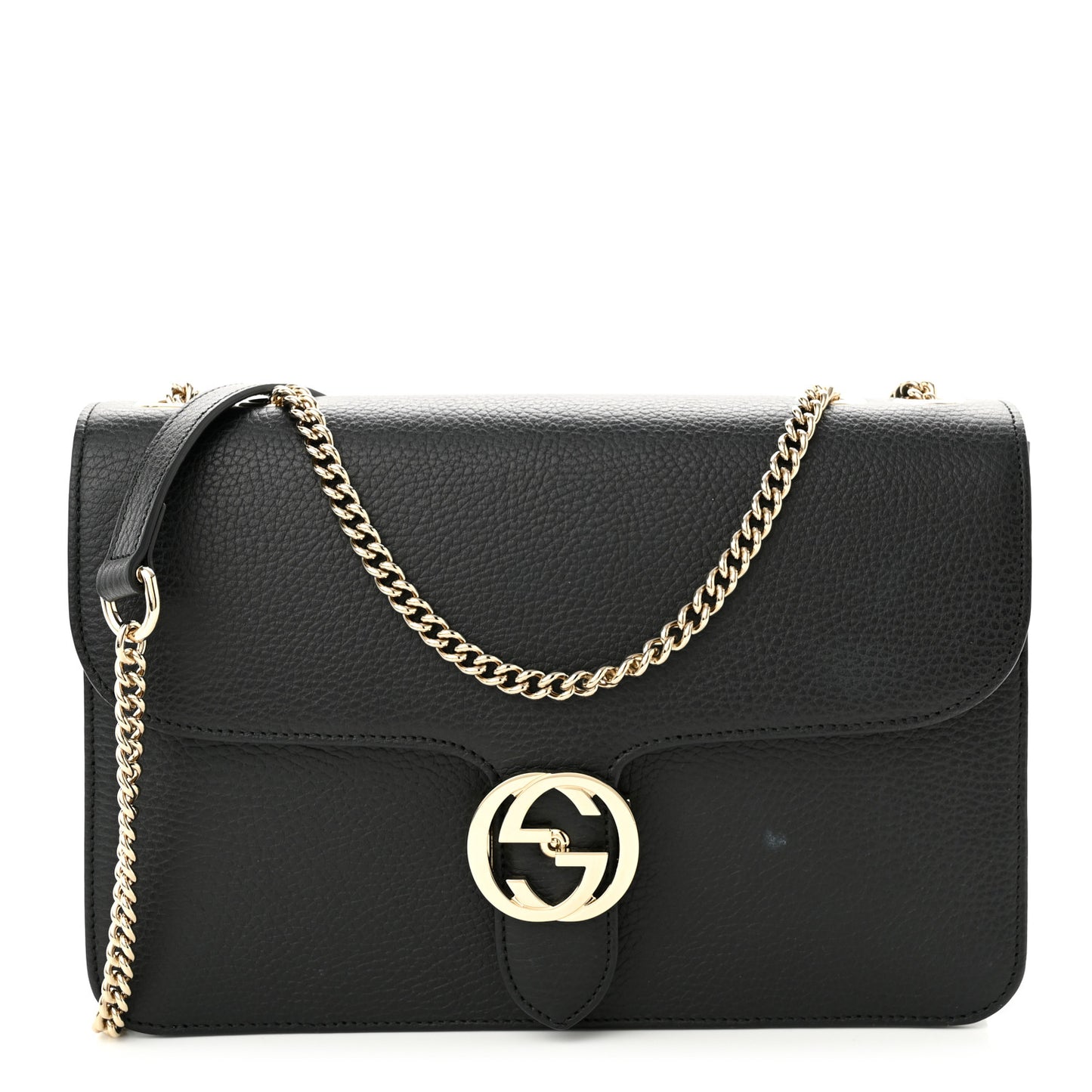 Dollar Calfskin Interlocking G Shoulder Bag Black