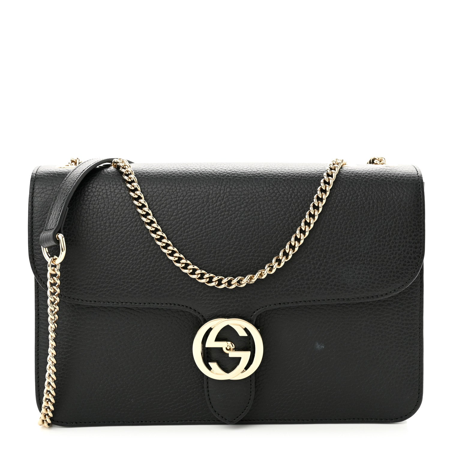 Gucci Dollar Calfskin Interlocking G Shoulder Bag Black 1 of 11