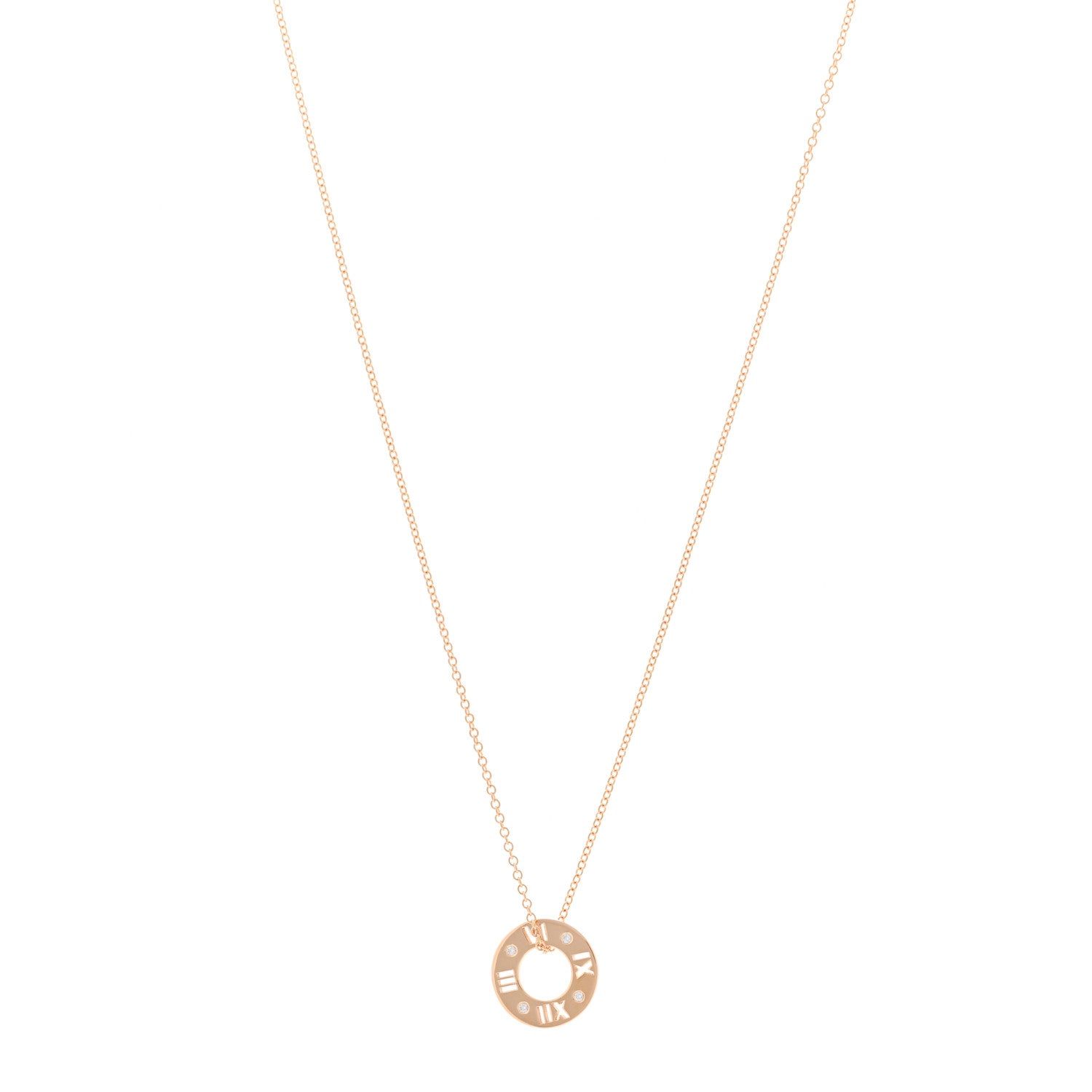 Tiffany 18K Rose Gold Diamond Atlas Pierced Pendant Necklace 1 of 5