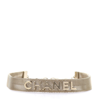 Chanel Mesh Ribbon Choker Necklace Gold 3 of 10