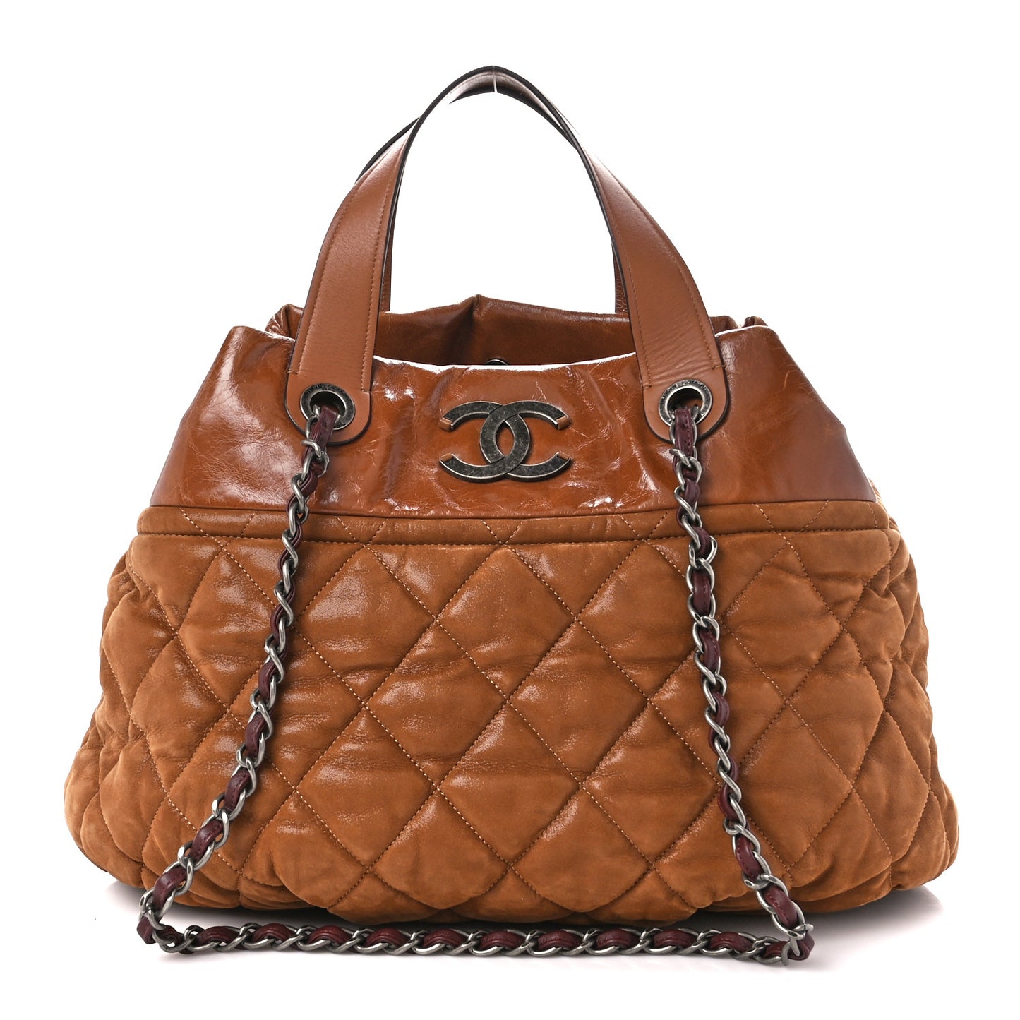 Iridescent Calfskin Large In The Mix Tote Light Brown