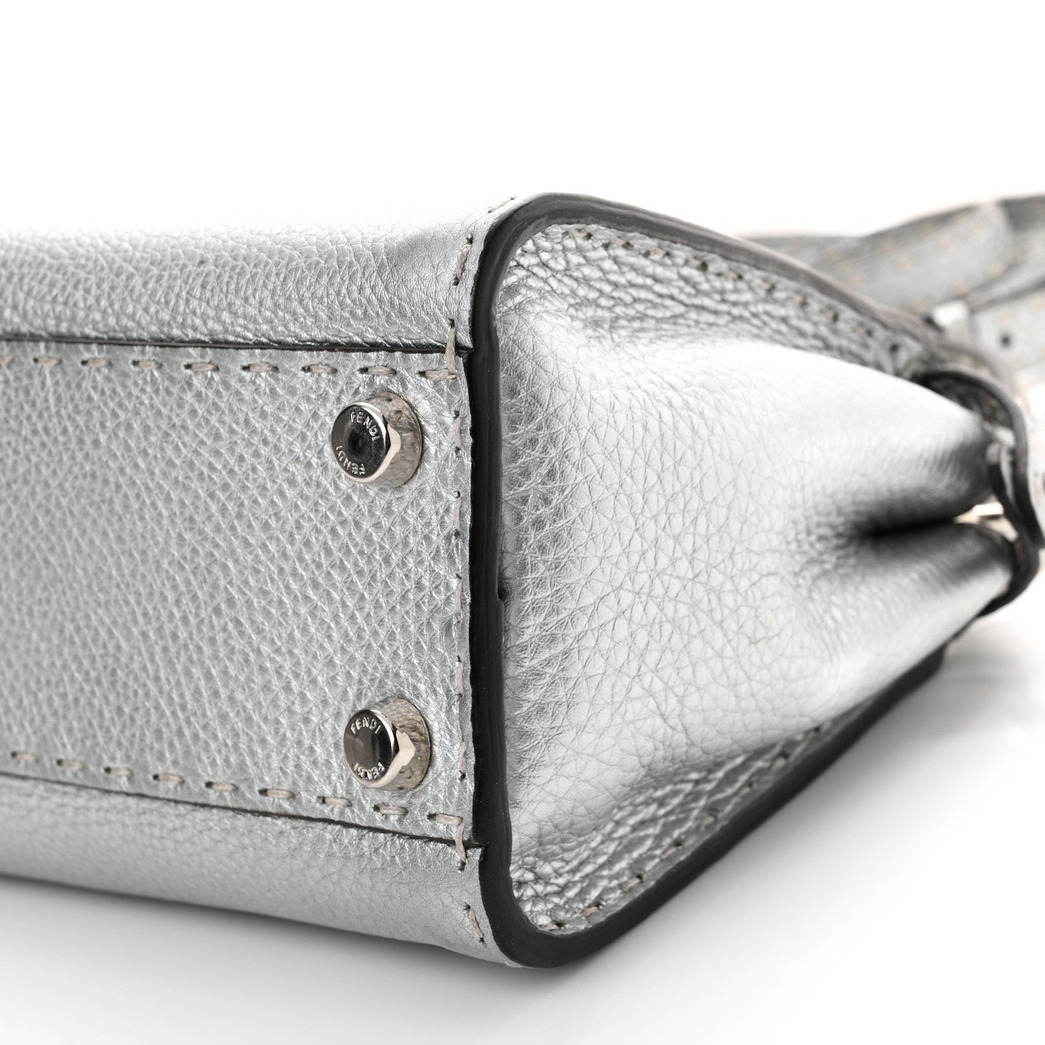 Fendi Cuoio Romano Lux Selleria Mini Peekaboo Iconic Satchel Argento 9 of 9