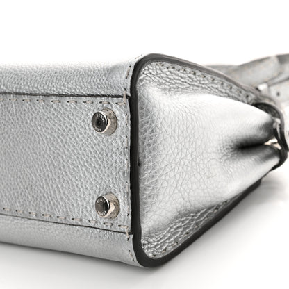 Fendi Cuoio Romano Lux Selleria Mini Peekaboo Iconic Satchel Argento 9 of 9