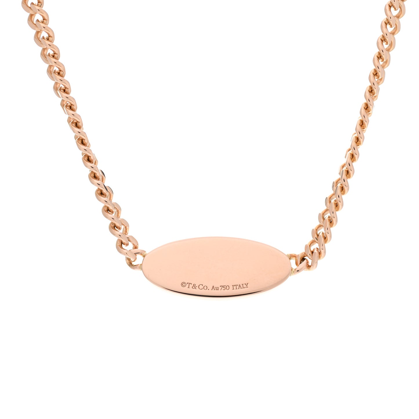 18K Rose Gold Diamond Return To Tiffany Oval ID Necklace