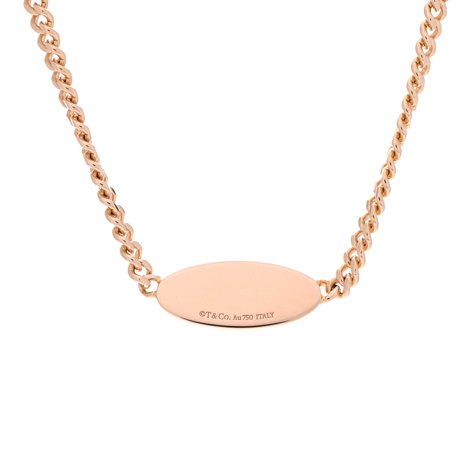 Tiffany 18K Rose Gold Diamond Return To Tiffany Oval ID Necklace 4 of 5