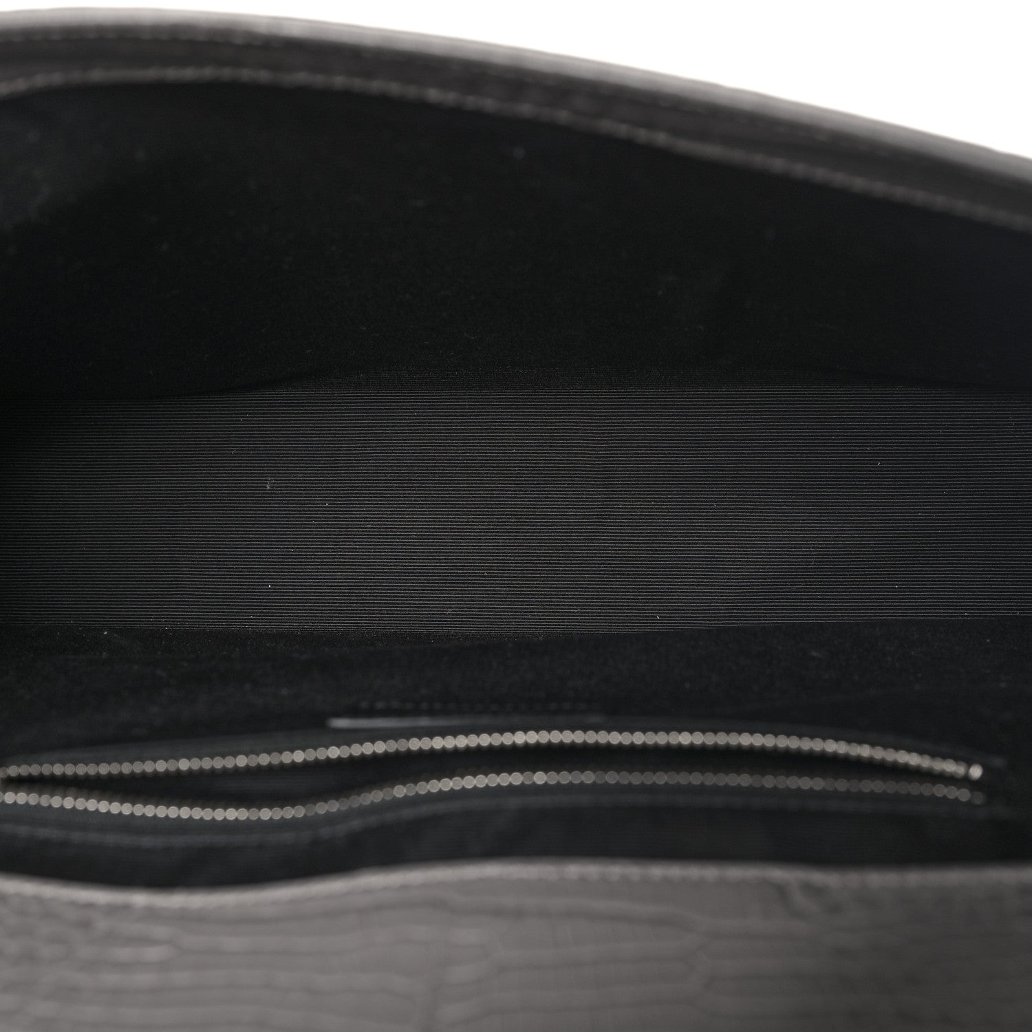 Saint Laurent Calfskin Crocodile Embossed Large Monogram Satchel Fog 5 of 9