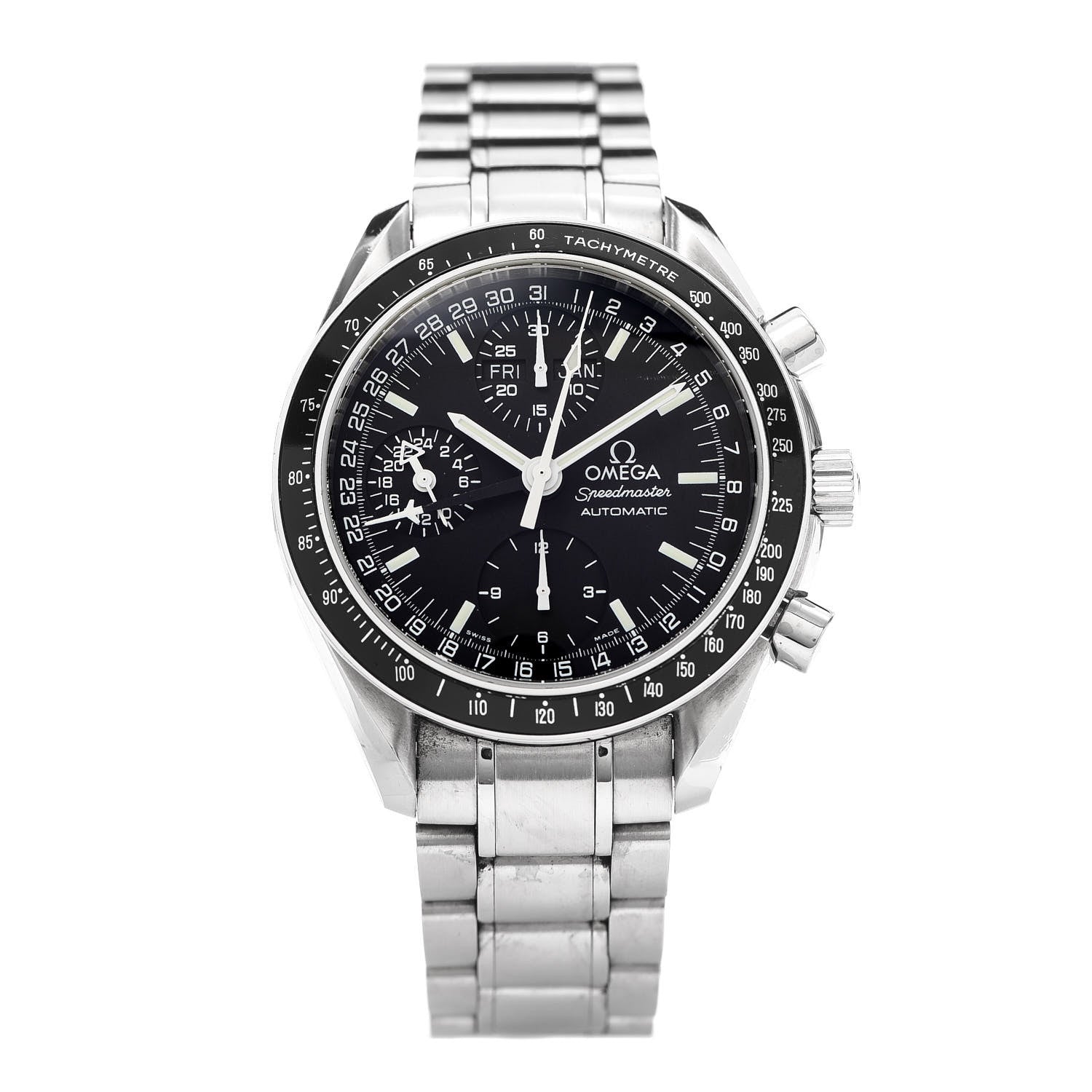 Omega Stainless Steel 39mm Speedmaster Day-Date Chronograph Automatic Watch Black 3520.50 1 of 5