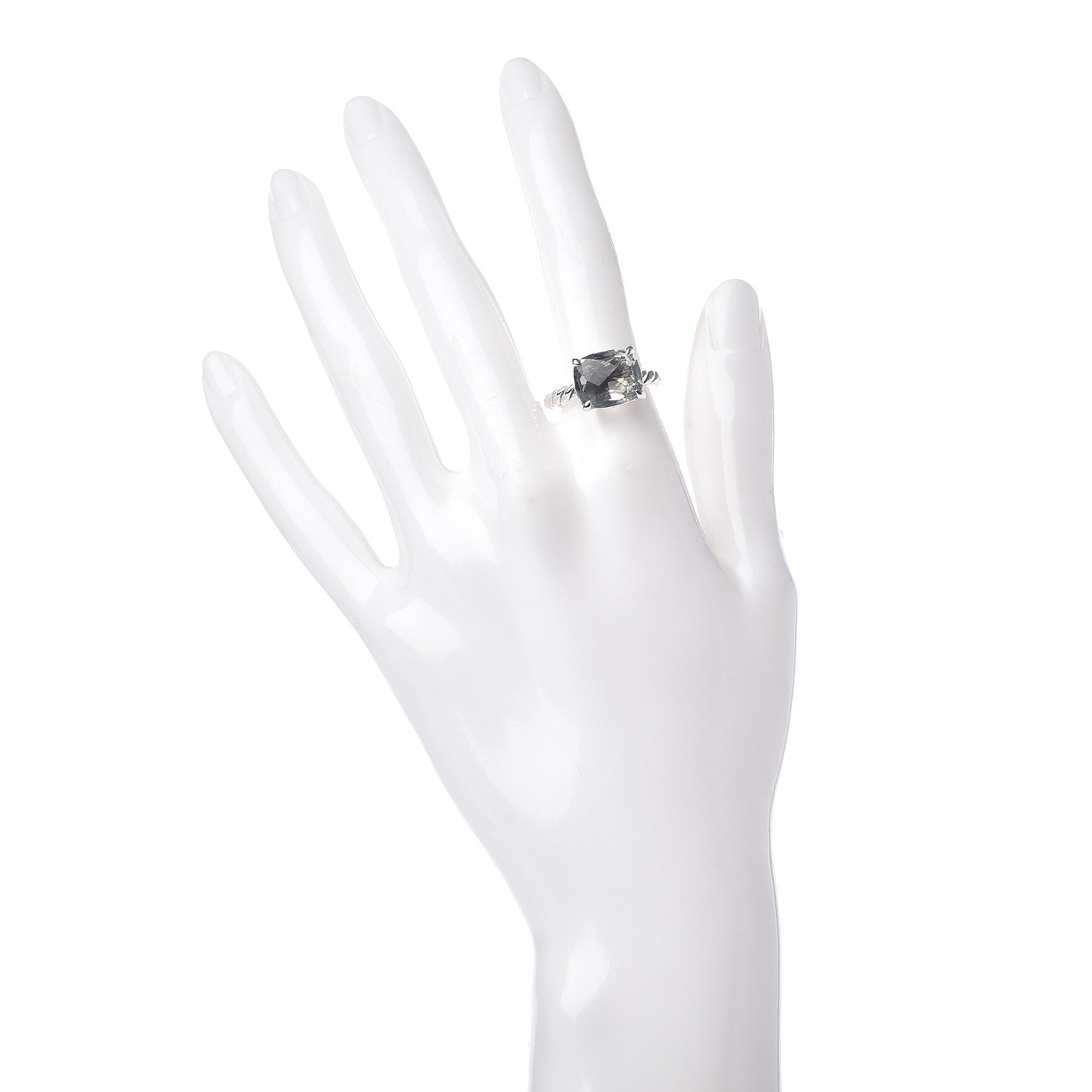 David Yurman Sterling Silver Prasiolite 10mm Cable Classics Ring 53 6.5 2 of 5