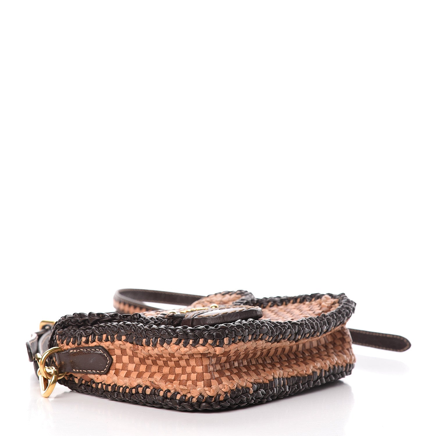 Prada Goatskin Woven Flap Crossbody Sughero Caramel 4 of 14