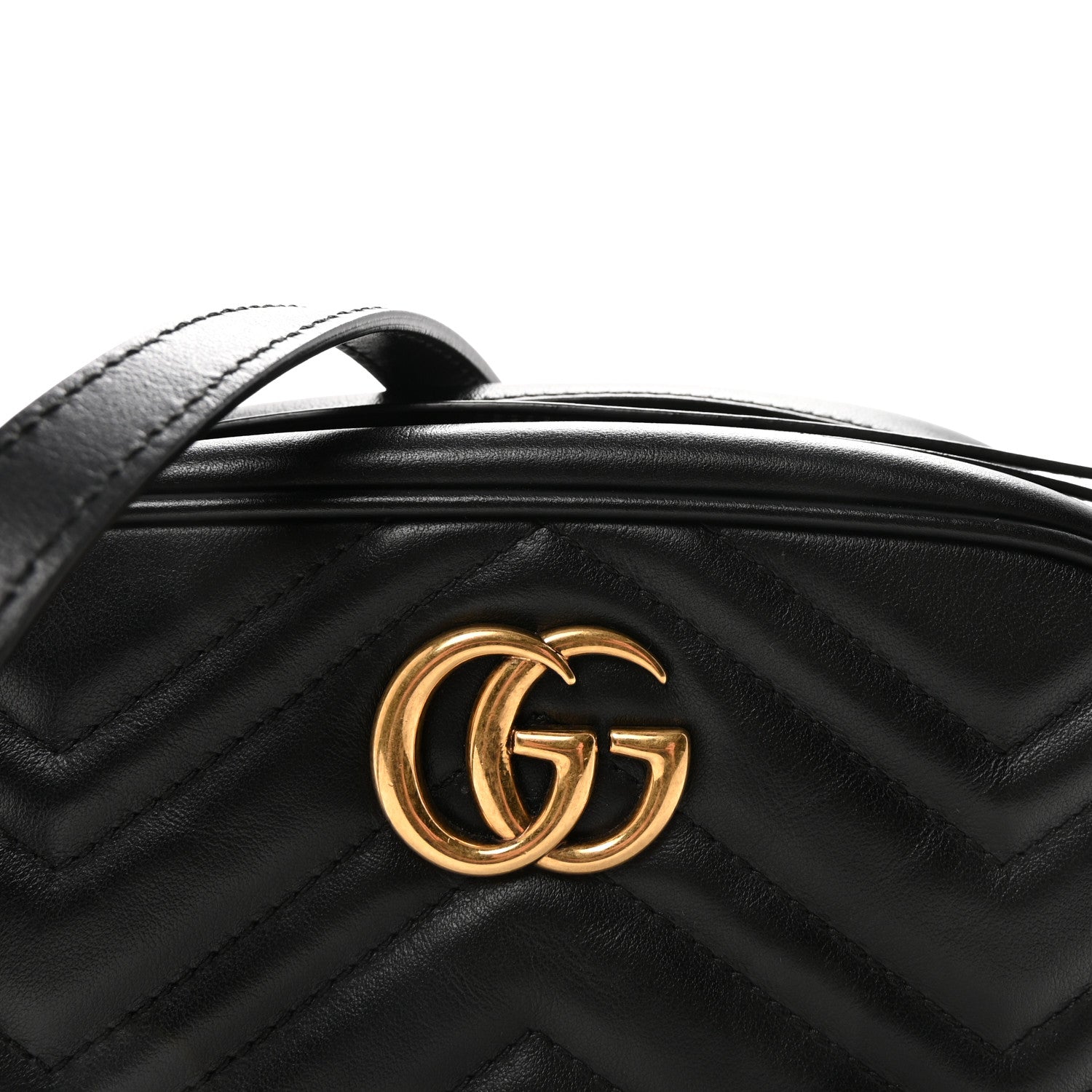 Gucci Calfskin Matelasse Mini GG Marmont Chain Shoulder Bag Black 7 of 9