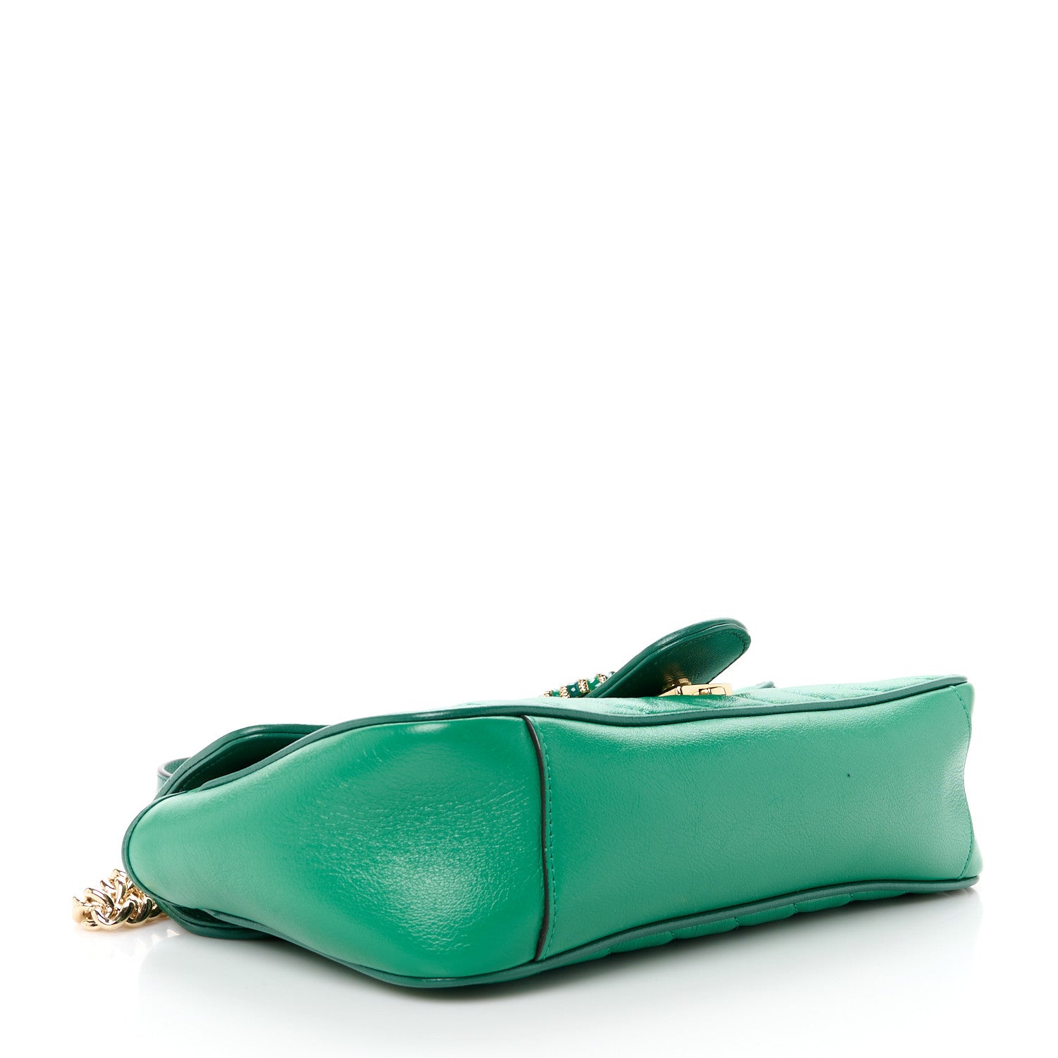 Gucci Azalea Calfskin Enamel Matelasse Diagonal Small Torchon GG Marmont Shoulder Bag New Shamarock Emerald 4 of 11