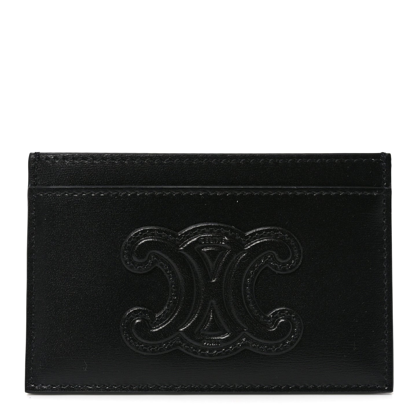 Smooth Lambskin Triomphe Card Holder Black