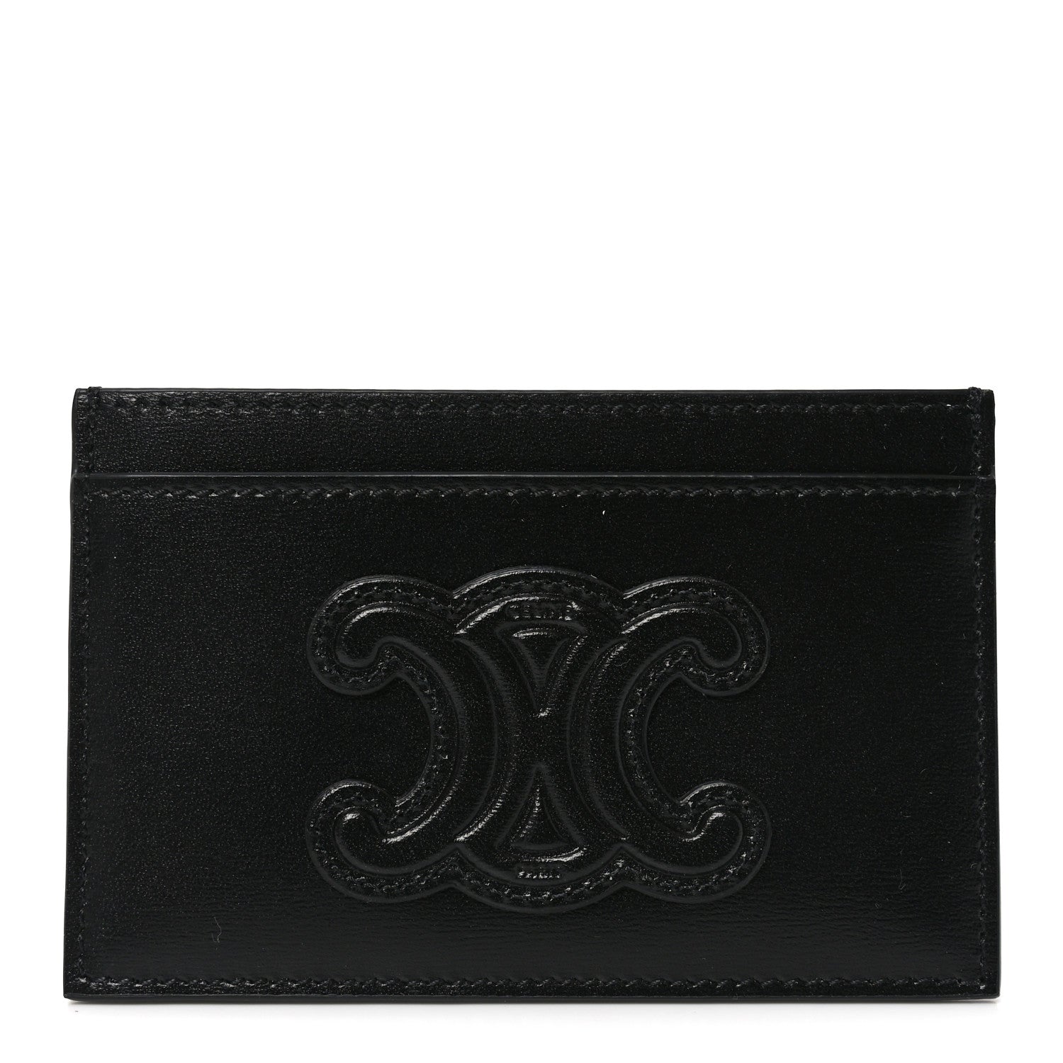 Celine Smooth Lambskin Triomphe Card Holder Black 1 of 7