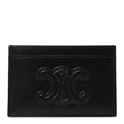 Celine Smooth Lambskin Triomphe Card Holder Black 1 of 7