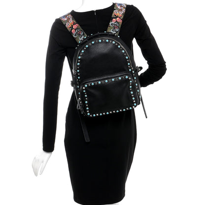 Valentino Garavani VALENTIN Pebbled Calfskin Medium Rockstud Rolling Backpack Black 2 of 7