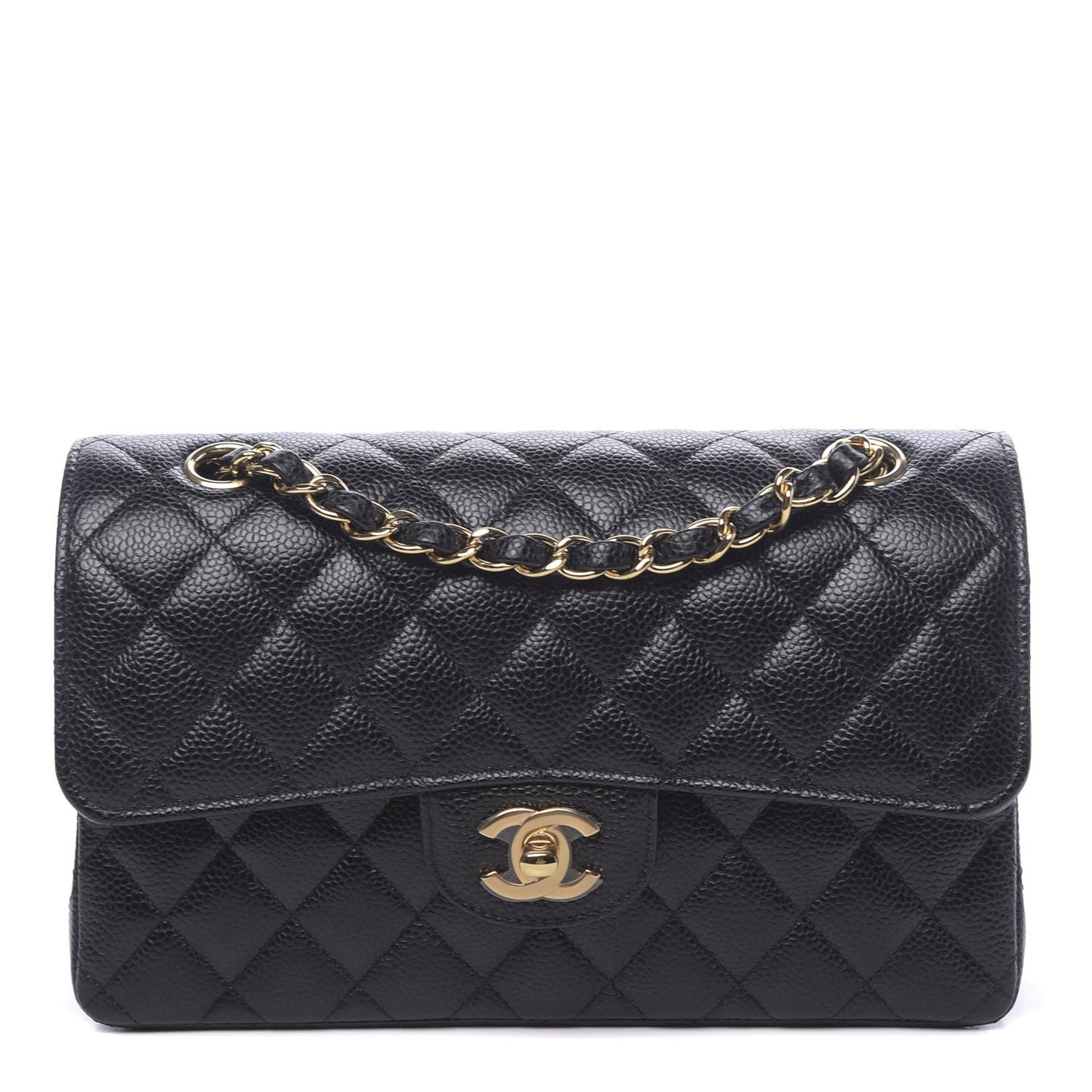 Caviar Quilted Small Double Flap Black