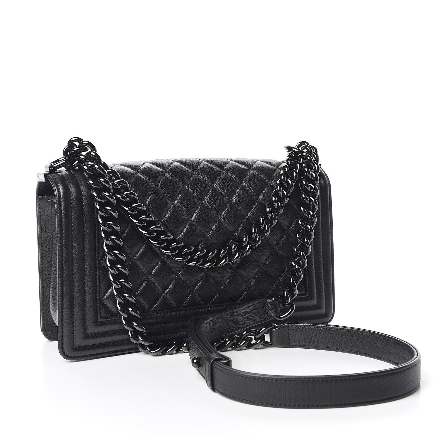 Caviar Quilted Medium Boy Flap So Black