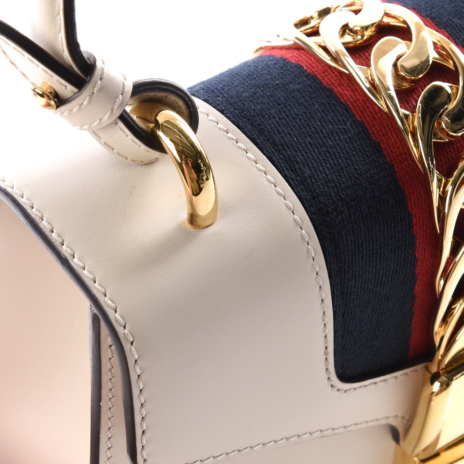 Gucci Calfskin Mini Sylvie Top Handle Bag White 12 of 14