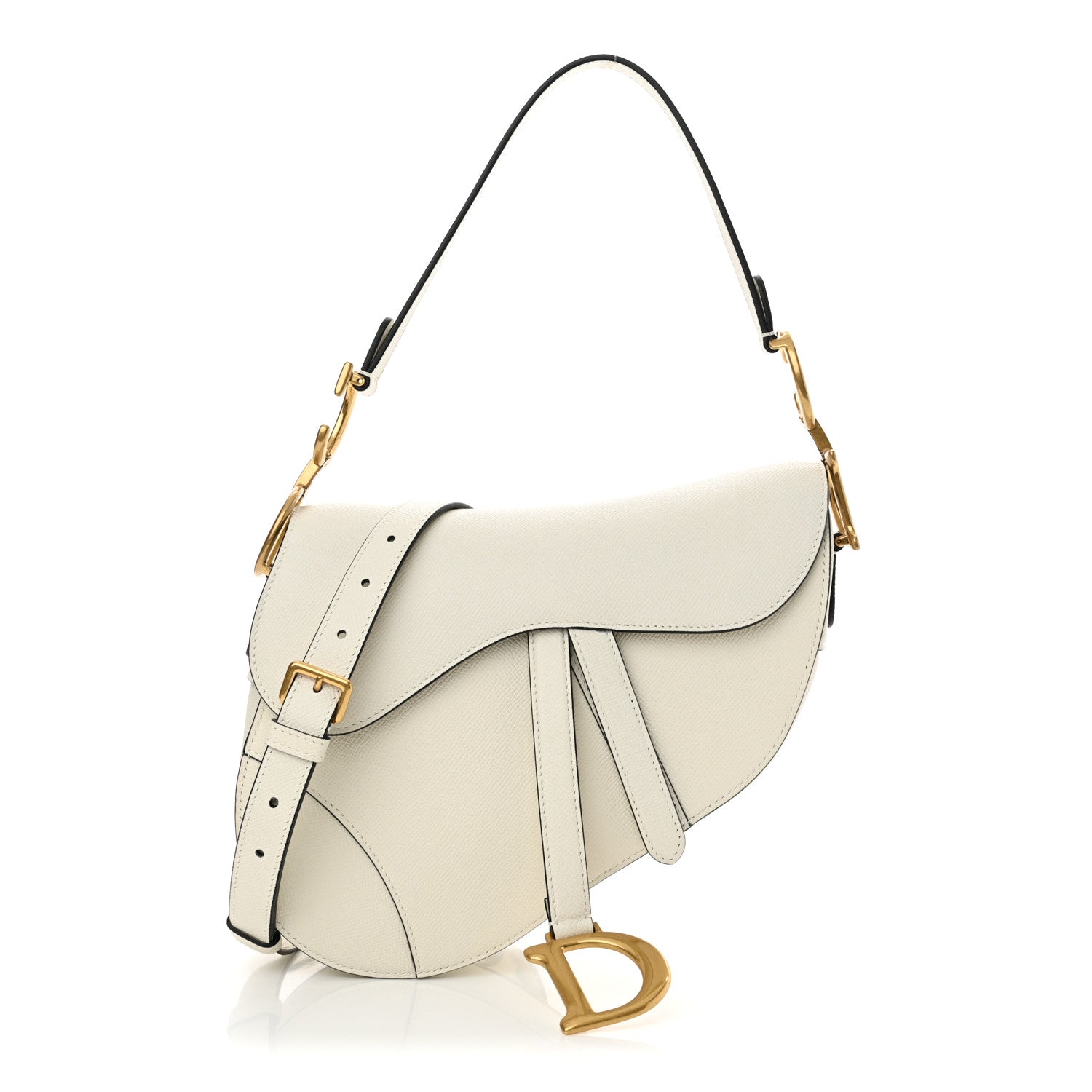 Christian Dior Grained Calfskin Saddle Bag With Strap Latte 1 of 10
