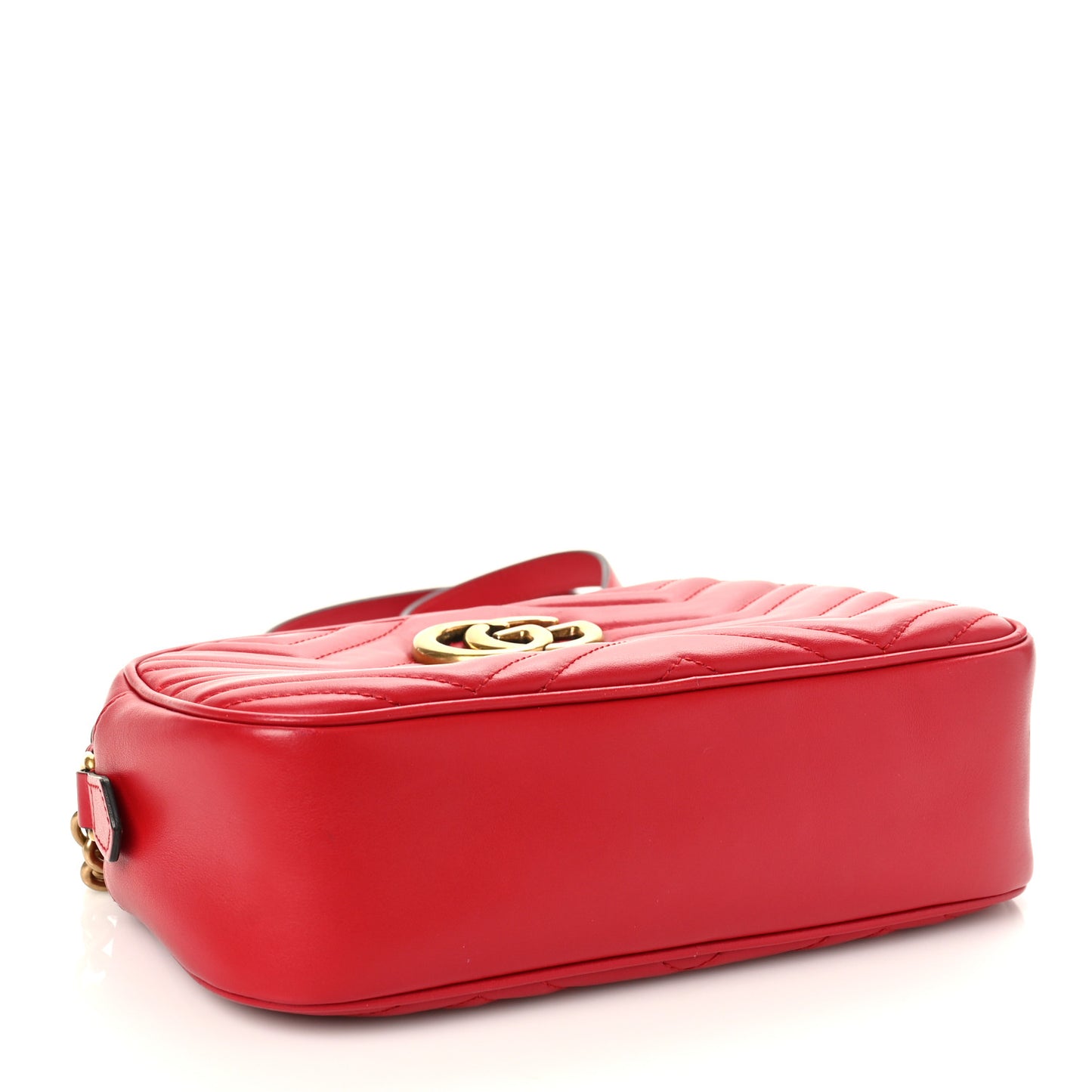 Calfskin Matelasse Small GG Marmont Chain Shoulder Bag Hibiscus Red