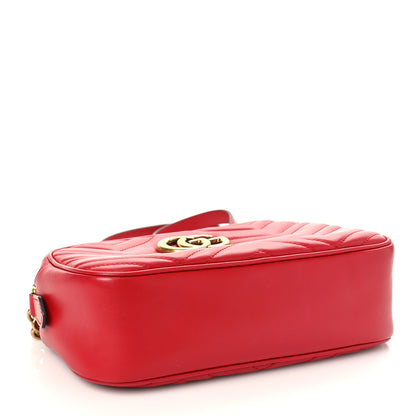 Gucci Calfskin Matelasse Small GG Marmont Chain Shoulder Bag Hibiscus Red 4 of 9