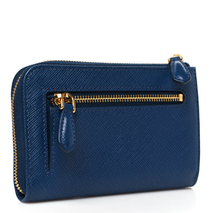 Prada Saffiano Metal Zip Around Keychain Bluette 3 of 9