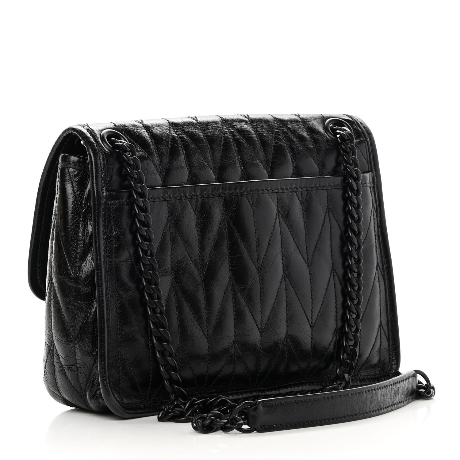 Miu Miu Vitello Shine Trapu Shoulder Bag Black 3 of 13