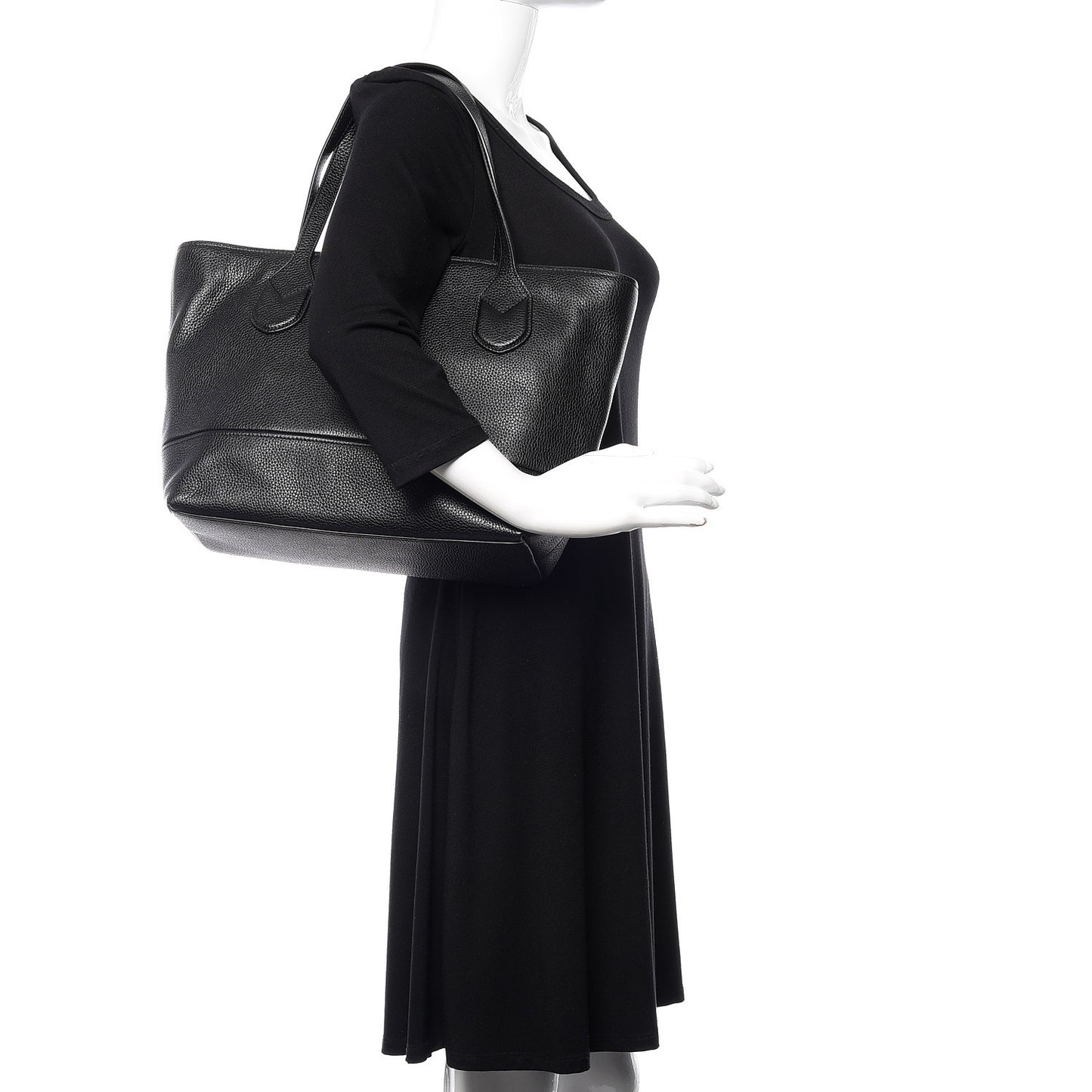 Pebbled Calfskin Shopping Tote Black