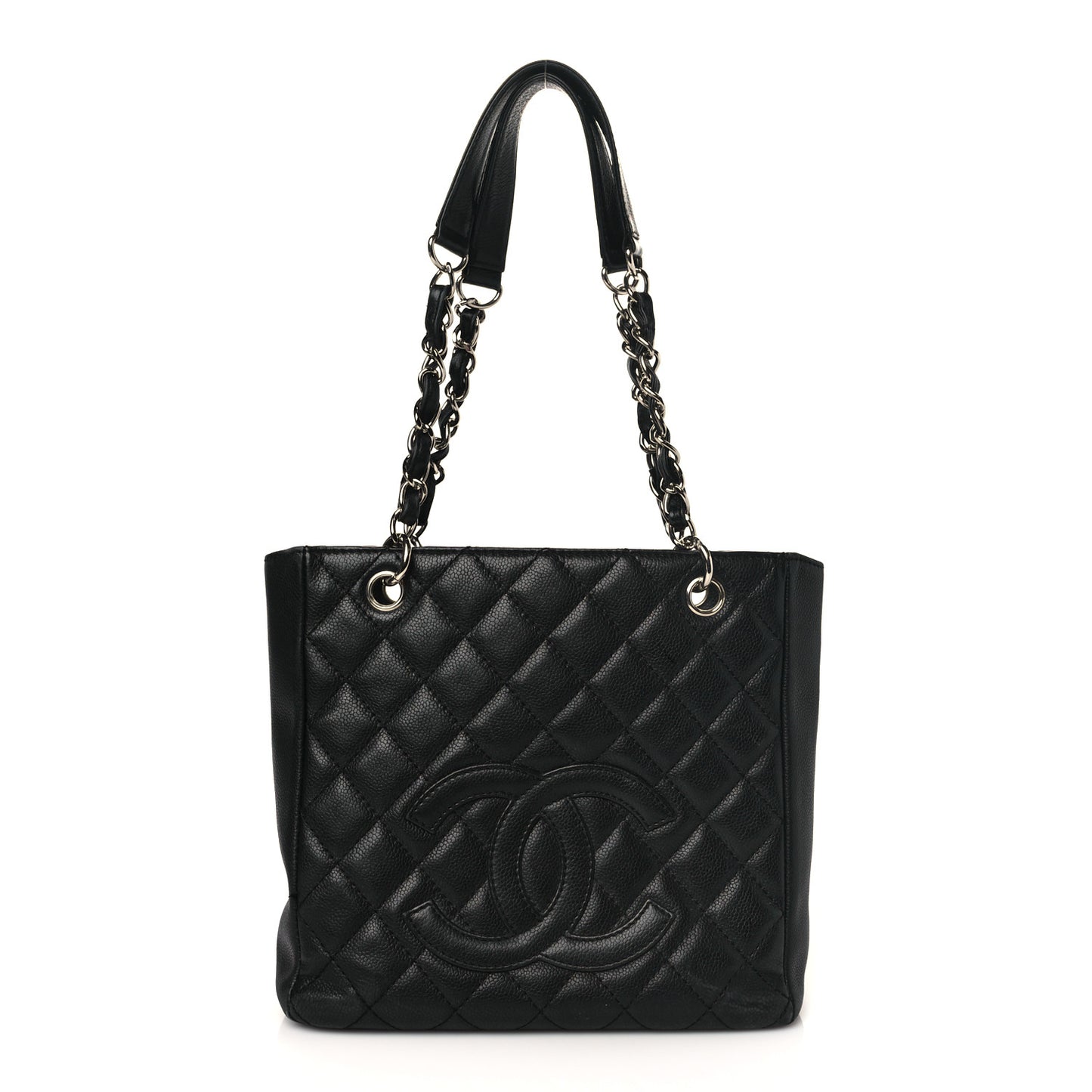 Caviar Quilted Petit Shopping Tote PST Black