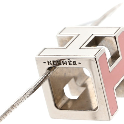 Hermes Lacquered Cage d'H Pendant Necklace Rose 5 of 7