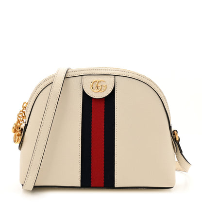 Gucci Textured Dollar Calfskin Web Small Ophidia Dome Shoulder Bag Mystic White 1 of 10