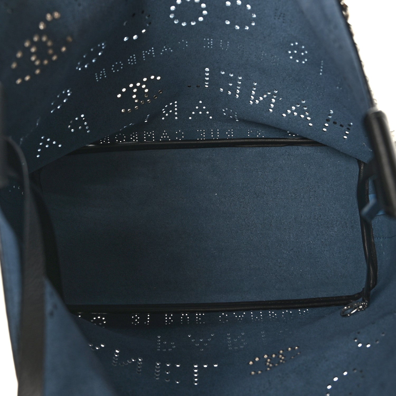Chanel Calfskin Tweed Small Logo Eyelets Shopping Tote Black 6 of 10