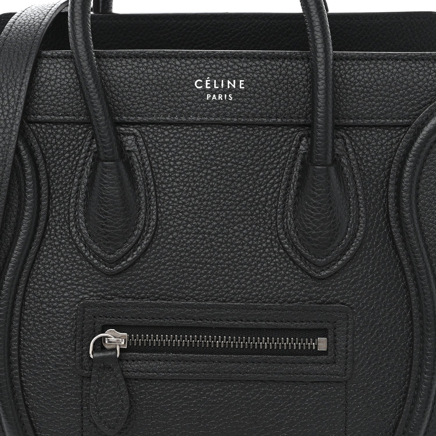 Celine Drummed Calfskin Nano Luggage Black 8 of 10