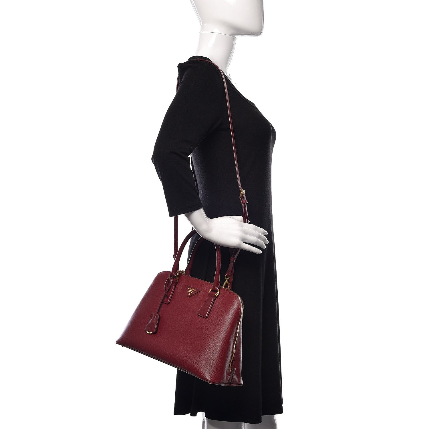 Prada Saffiano Lux Medium Promenade Tote Cherry 2 of 14