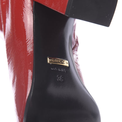 Gucci Patent Calfskin Stretch Boots 36 Hibiscus Red 6 of 7