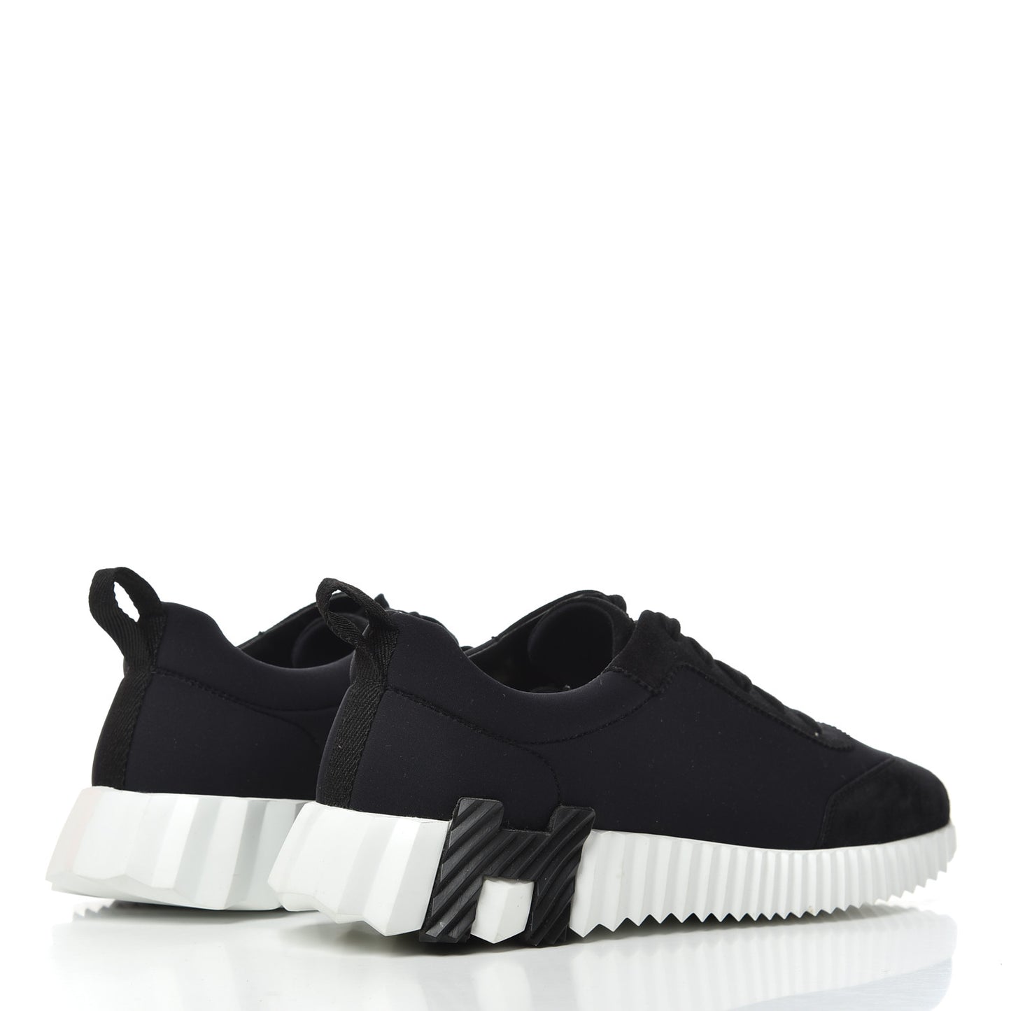 Technical Jersey Suede Goatskin Bouncing Sneakers 36 Black White
