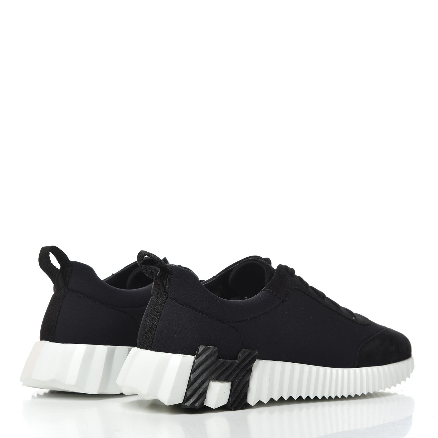 Hermes Technical Jersey Suede Goatskin Bouncing Sneakers 36 Black White 4 of 11