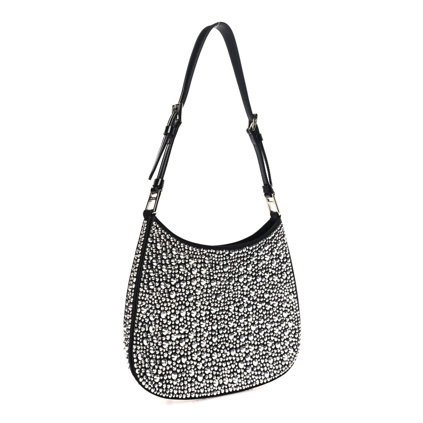 Satin Crystal Cleo Adjustable Strap Shoulder Bag Metal