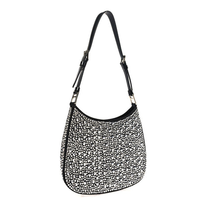 Prada Satin Crystal Cleo Adjustable Strap Shoulder Bag Metal 3 of 9